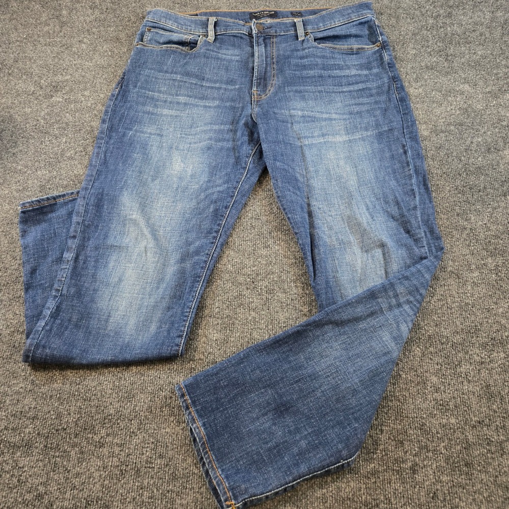 Lucky Brand 121 Slim Straight Jeans Mens 36x32 Blue Med Whiskered Wash Normcore